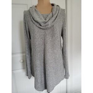 iZ Byer Women's Knit Sweater Top Cowl Neck V Hem Long Sleeve Gray Size M